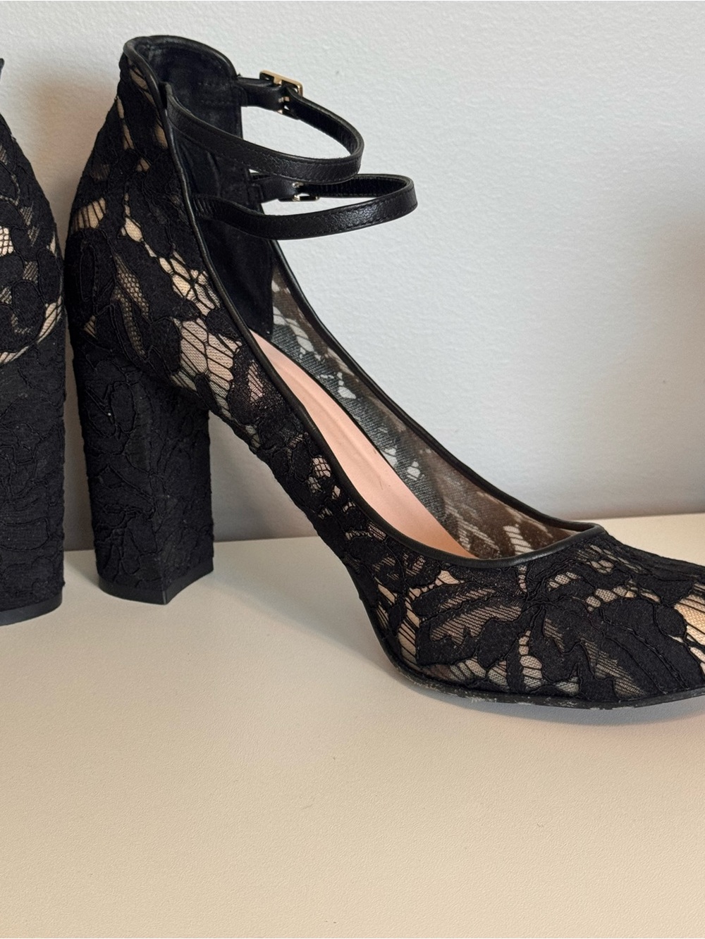 Kate Spade New York Black Lace Ankle Strap Block Heel Pumps 10.5M - Picture 13 of 14